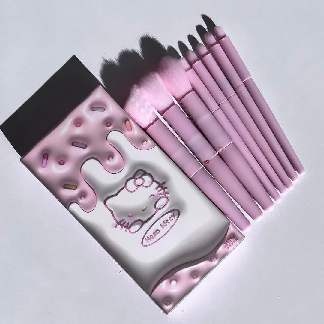 8pcs Mini Cartoon Travel Soft Fluffy Makeup Brushes Set