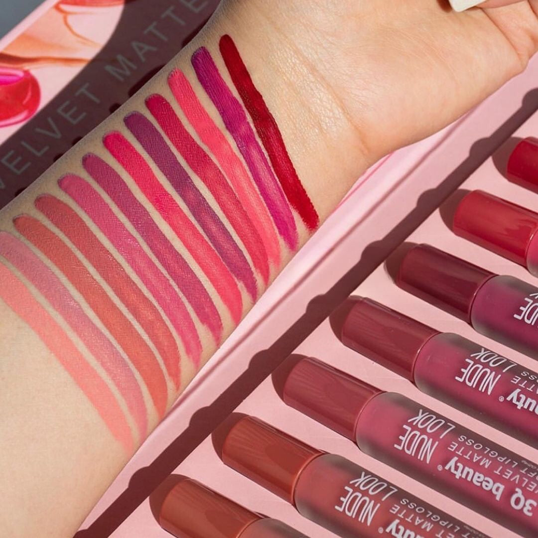 3Q Beauty - Nude Look Velvet Matte Lip Gloss Set of 12
