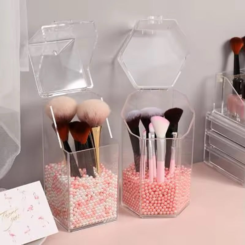 Acrylic Flip Dust-proof Transparent Brush Organizer