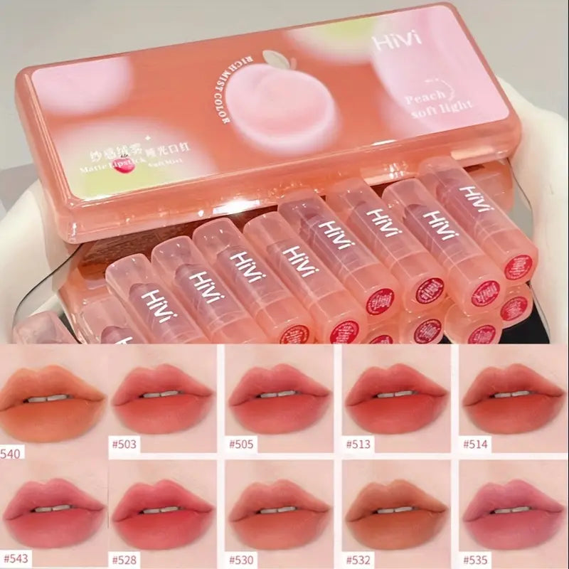 Hivi - Peach Mist Color Matte Lipstick Set of 10