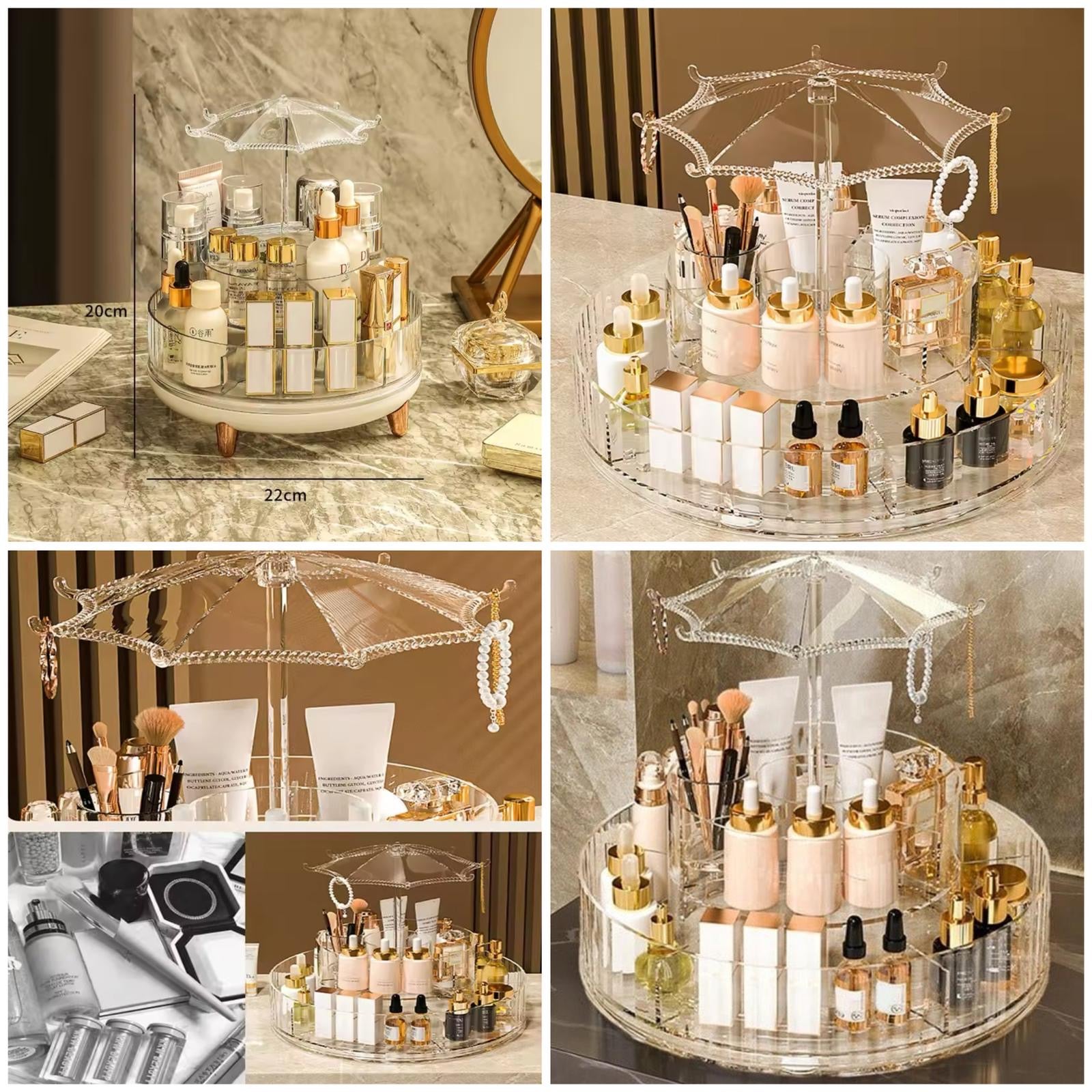 360 Rotating Umbrella Acrylic Makeup Organizer