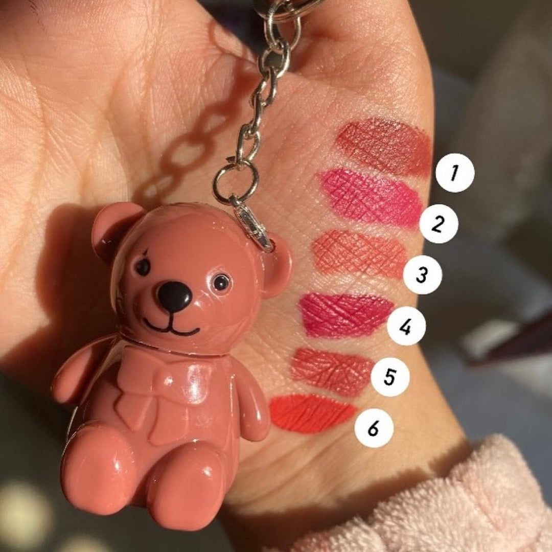 Mocallure - Bear Keychain Matte Lip Gloss Set of 6