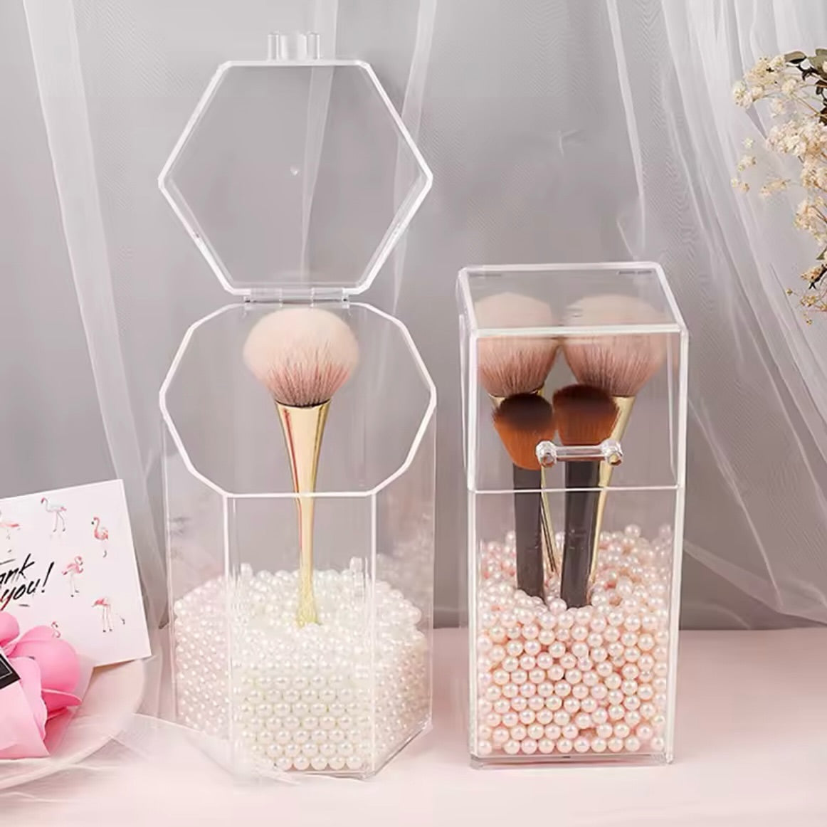 Acrylic Flip Dust-proof Transparent Brush Organizer