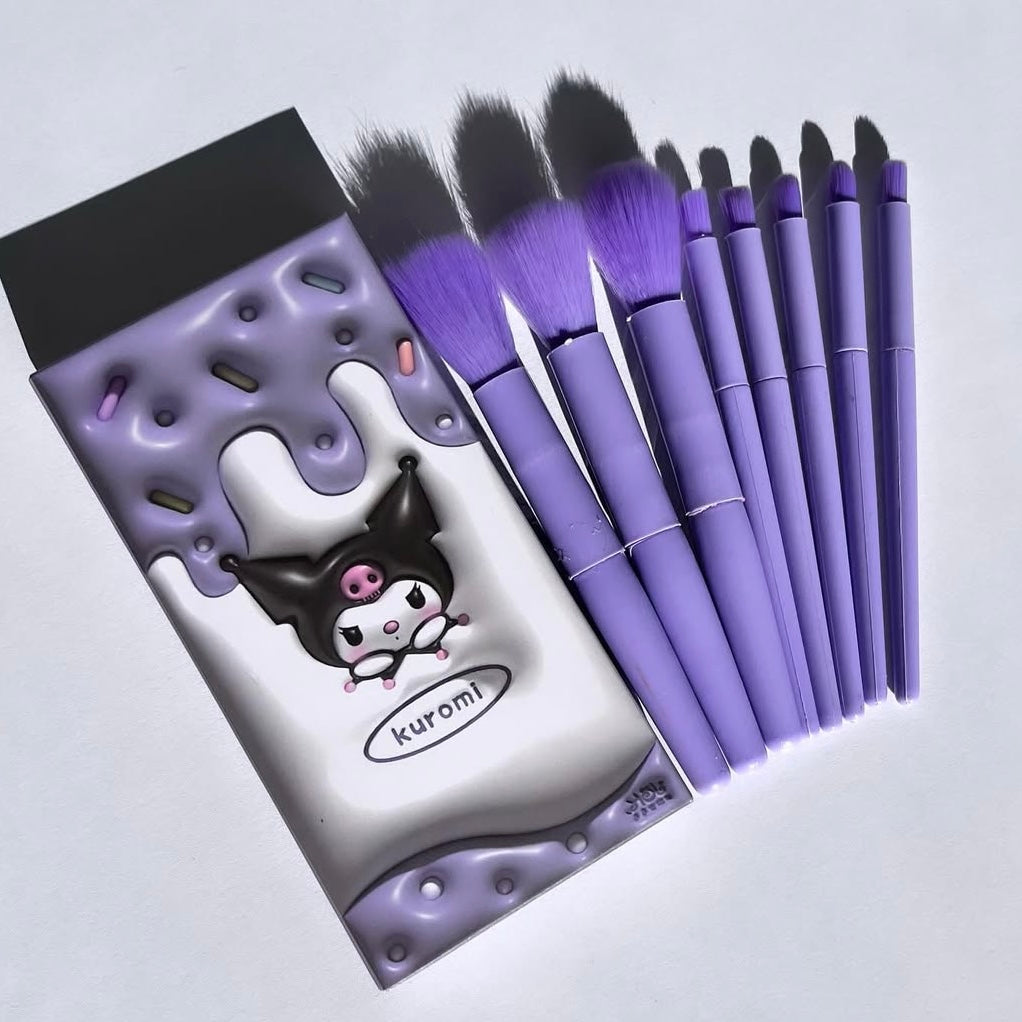 8pcs Mini Cartoon Travel Soft Fluffy Makeup Brushes Set