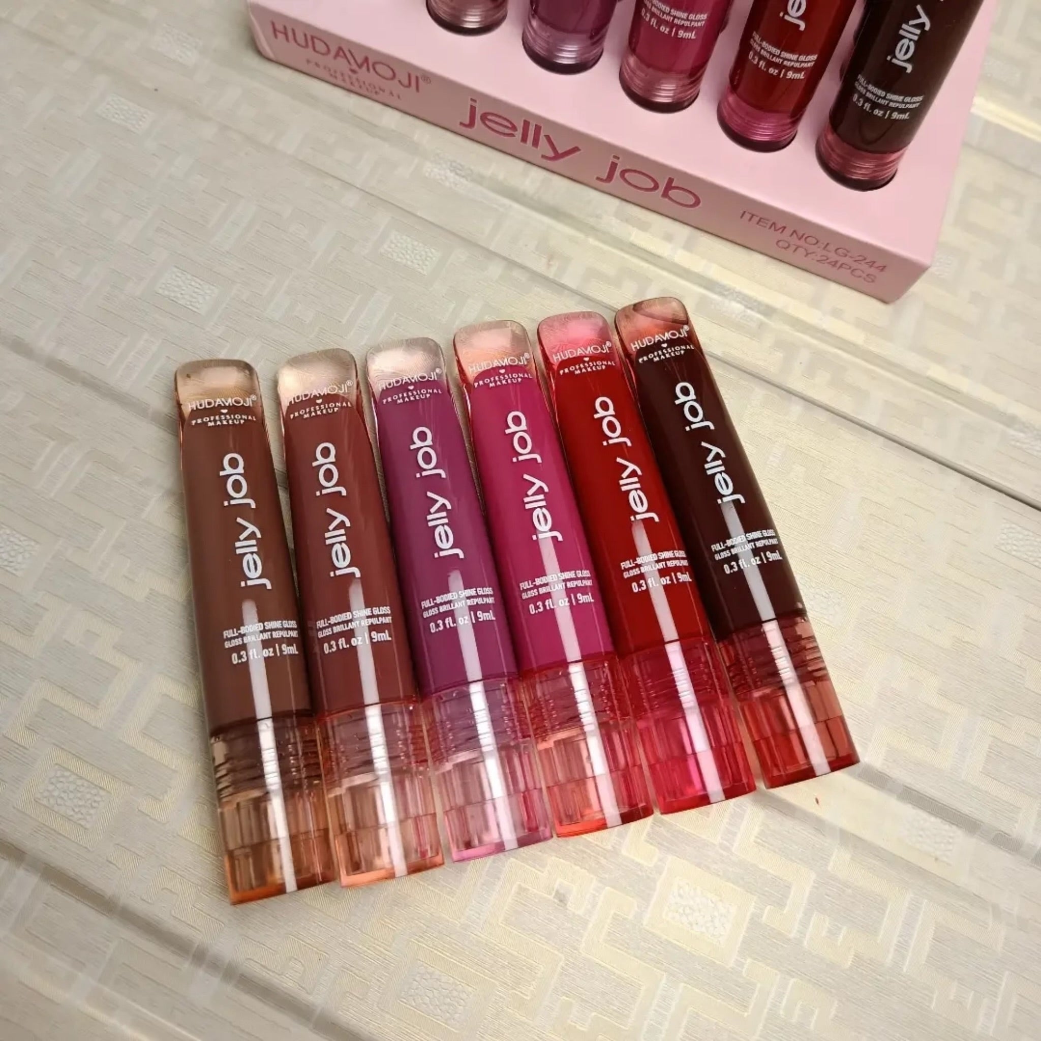 6pcs Jelly Job Full Booed Shine Glass Brilliant Volume Lipgloss