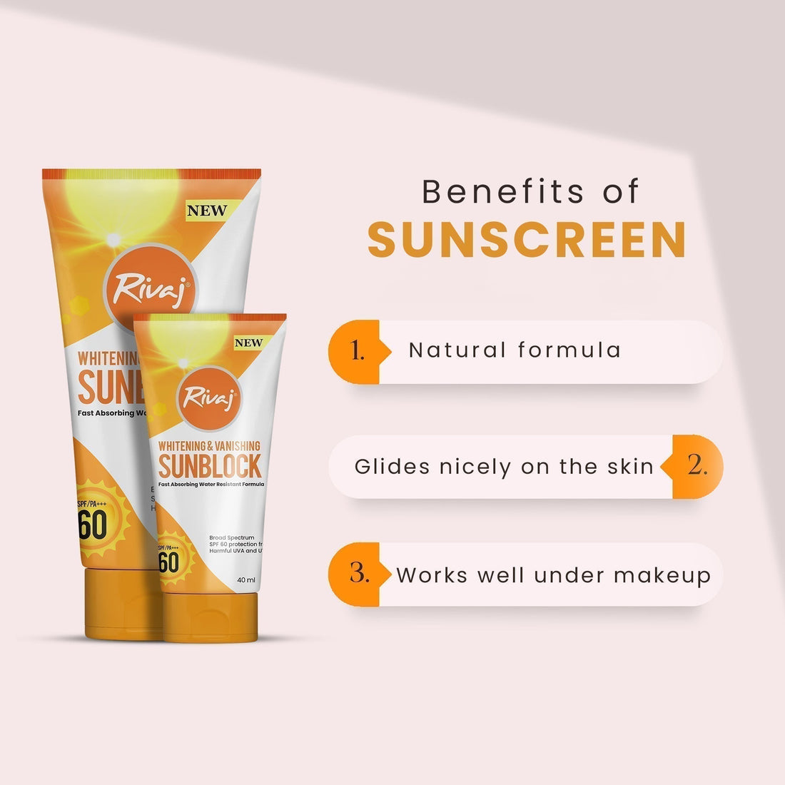 Rivaj - Whitening & Vanishing SPF60 Sunblock 40ml