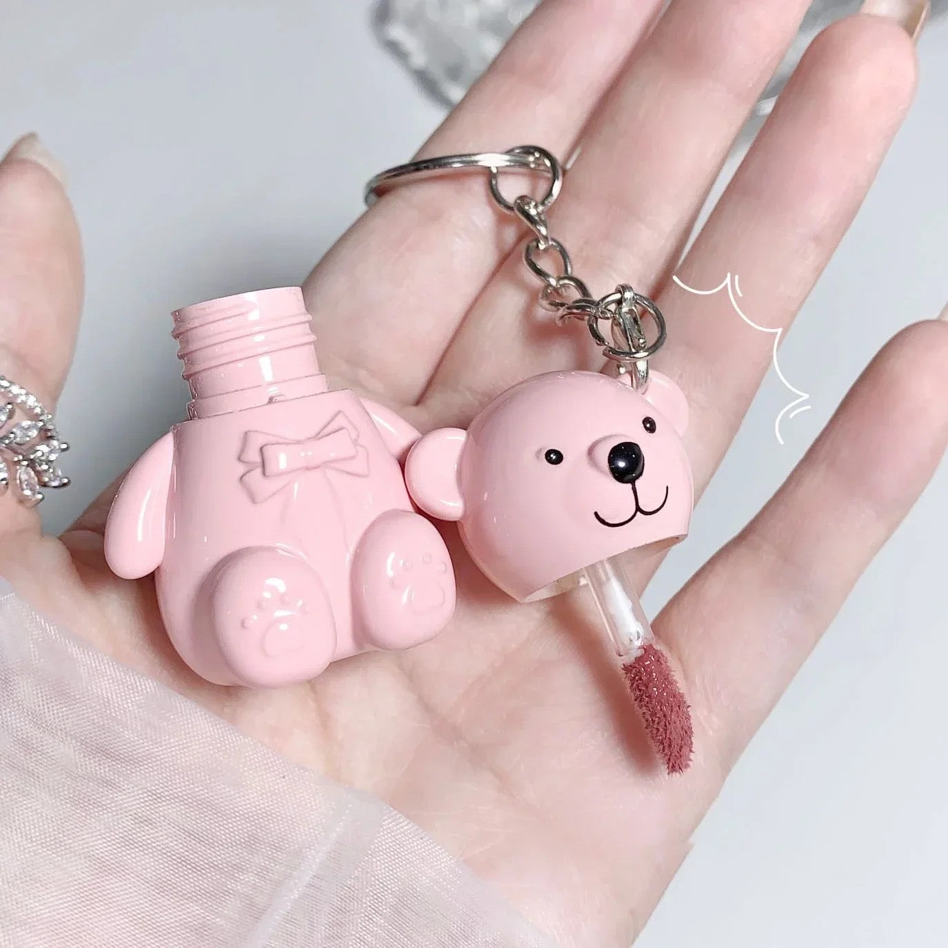 Mocallure - White Bear Keychain Shiny Lip Gloss Set of 6