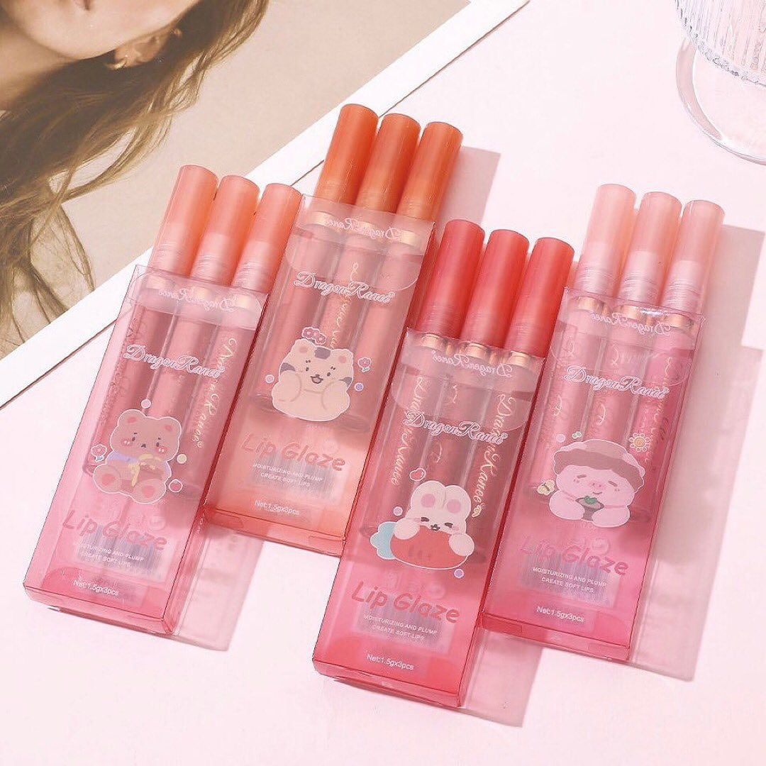 Dragon Ranee - Cartoon Mirror Lip Gloss Set of 3