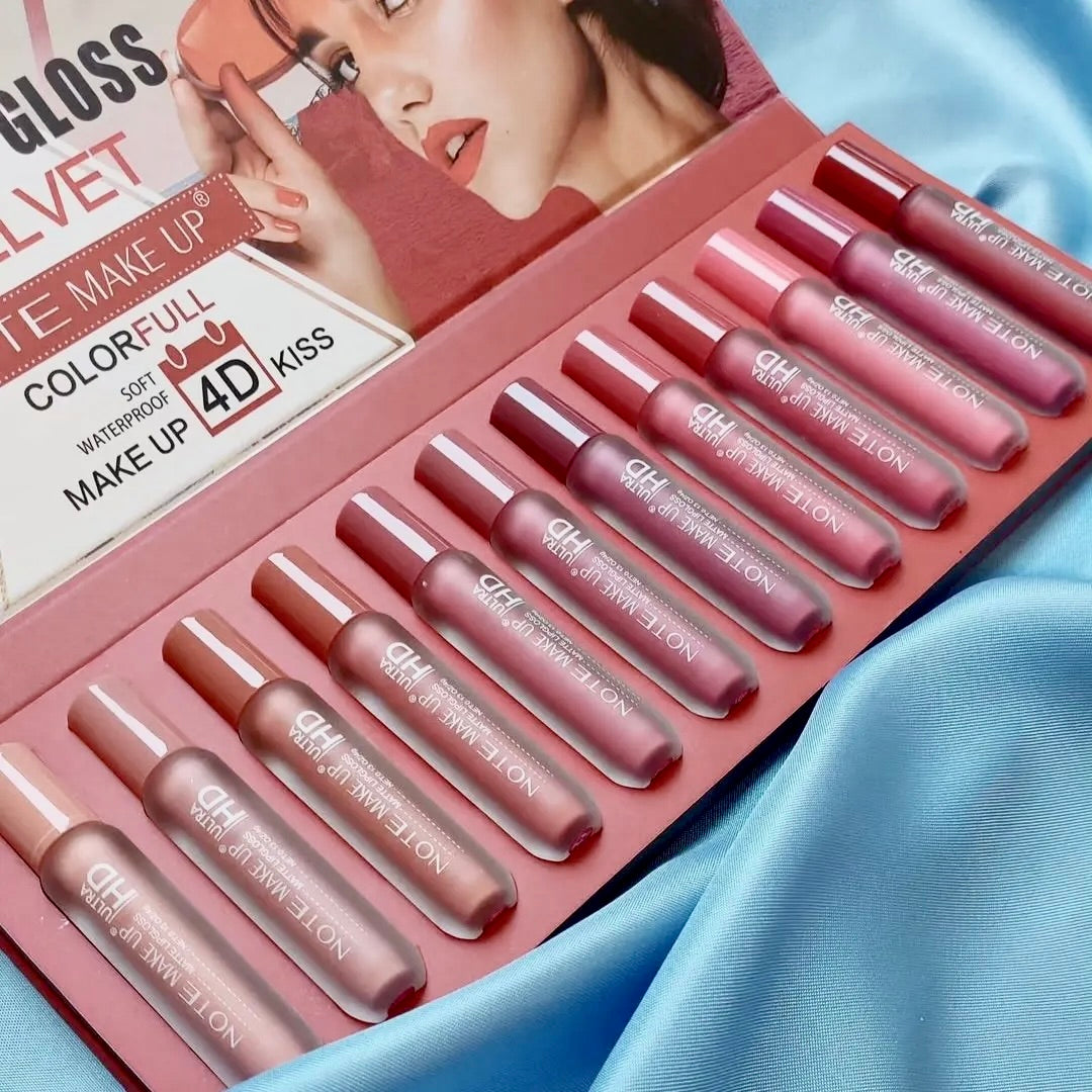 12 Color Nude Look Matte Velvet Lip Gloss