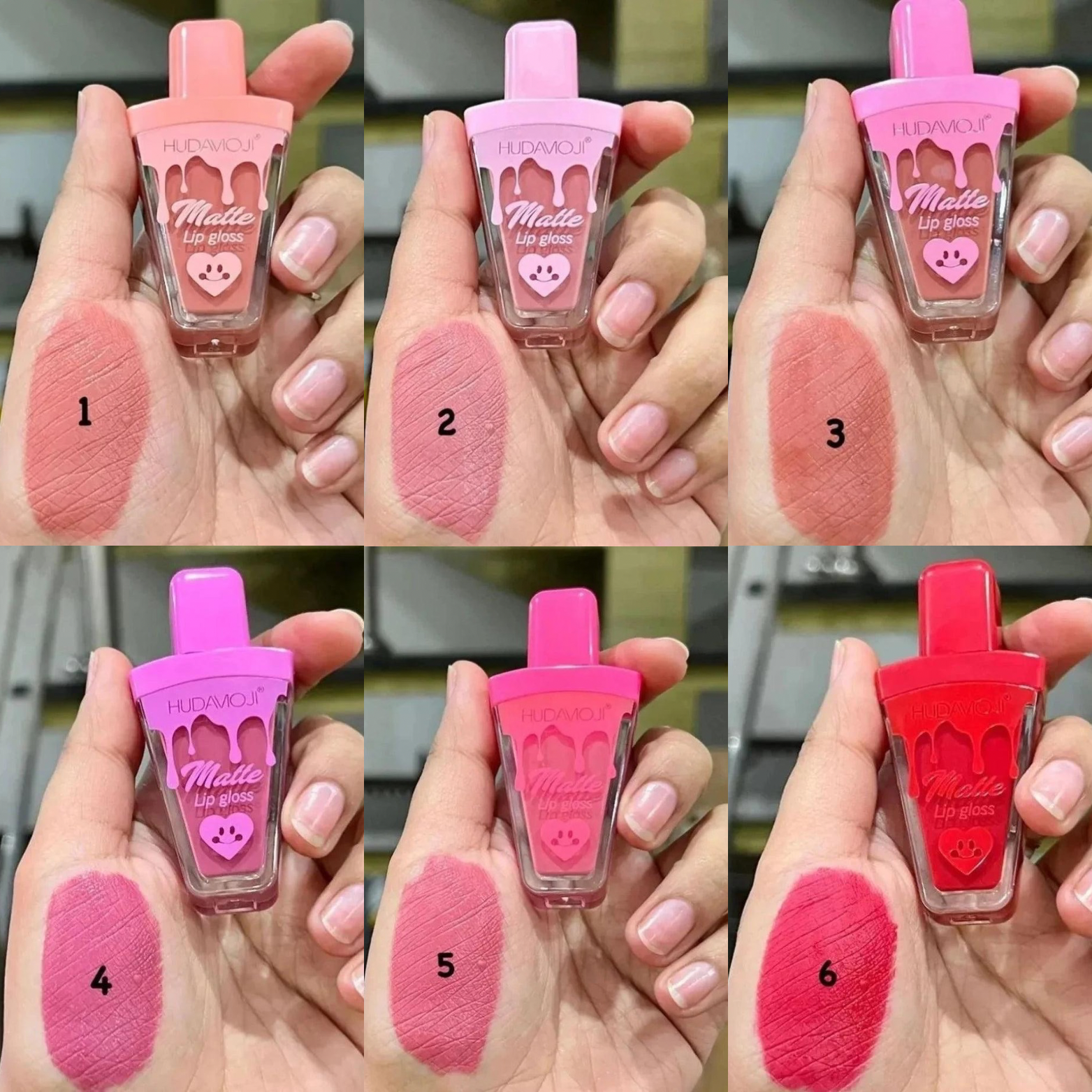 Hudamoji - Ice Cream Matte Lip Gloss Set of 6