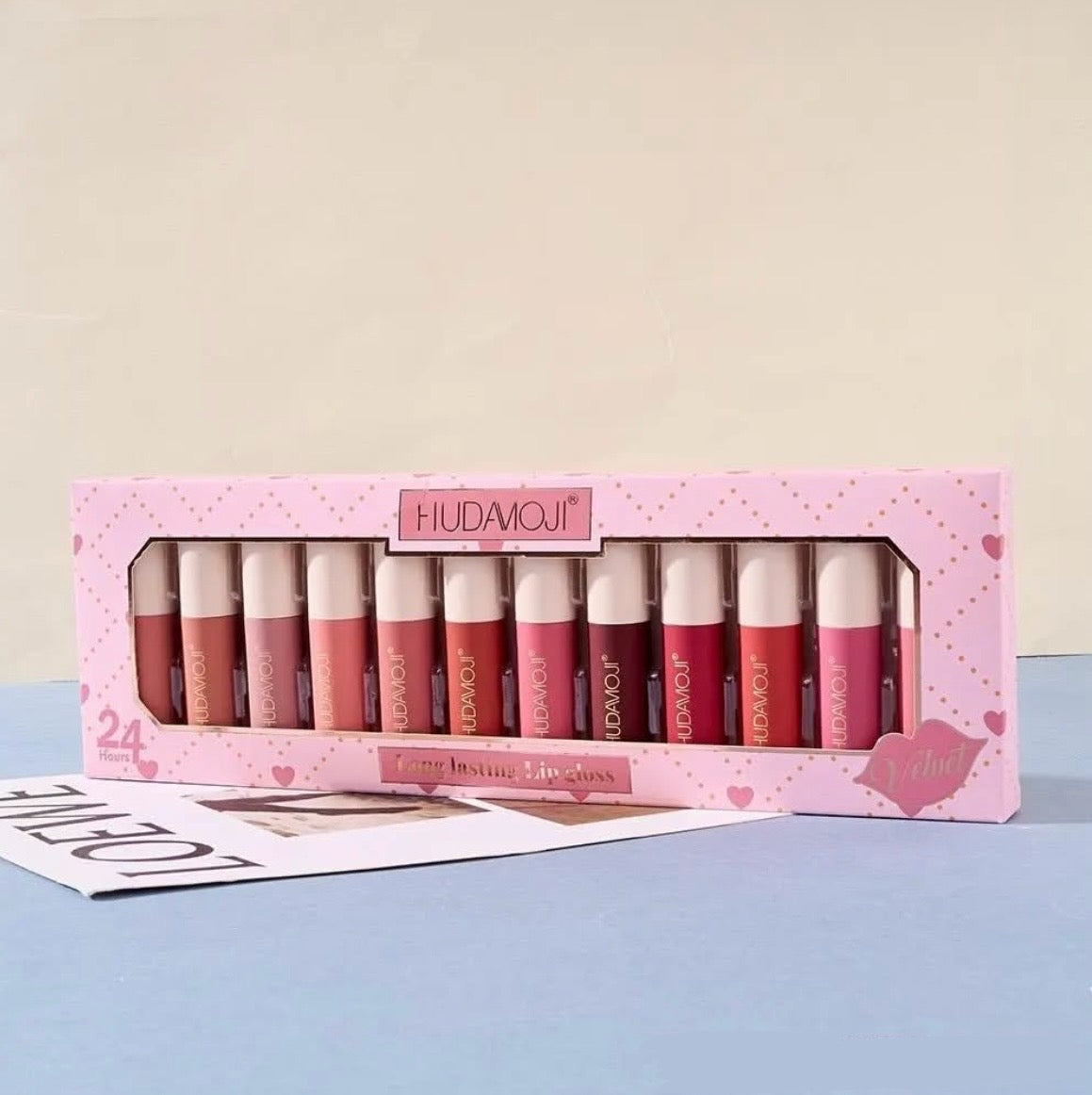 Hudamoji - 24H Stay Mini Velvet Lip Gloss Set of 12