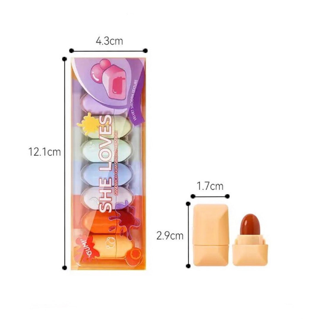 She Love - Mini Bubble Gum Matte Lipsticks Set of 8