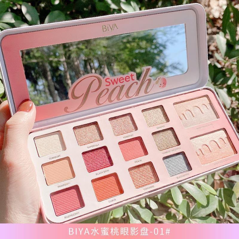 BIYA - 16 Color Peach Matte & Shimmer Eyeshadow Palette