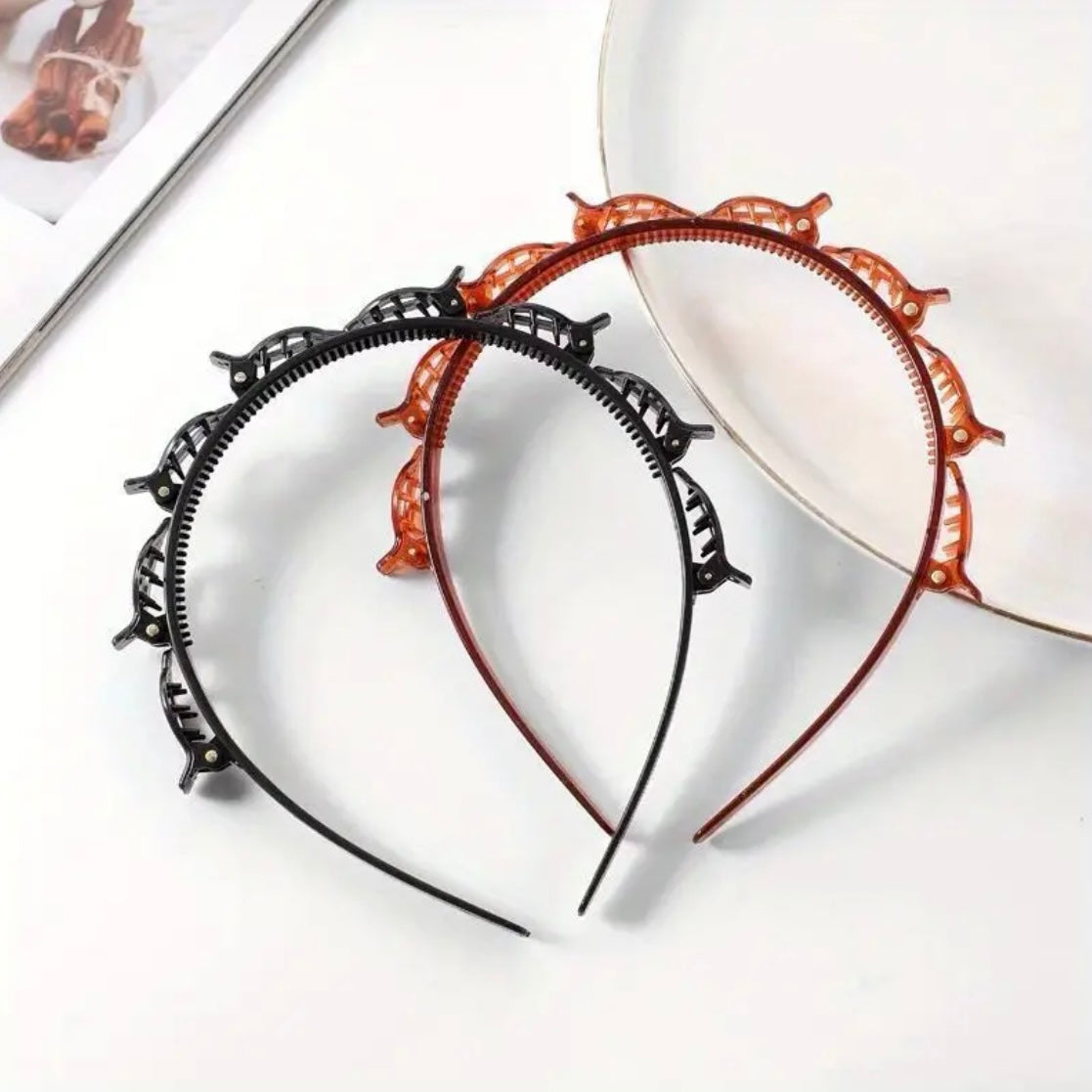 Double Layer Braided Clip Headband