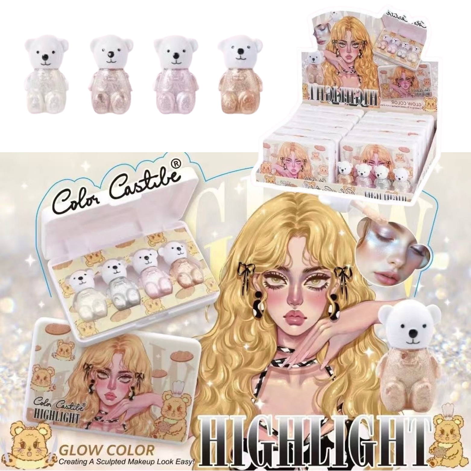 Color Castle - Lucky Bear Glow Highlighter Set of 4