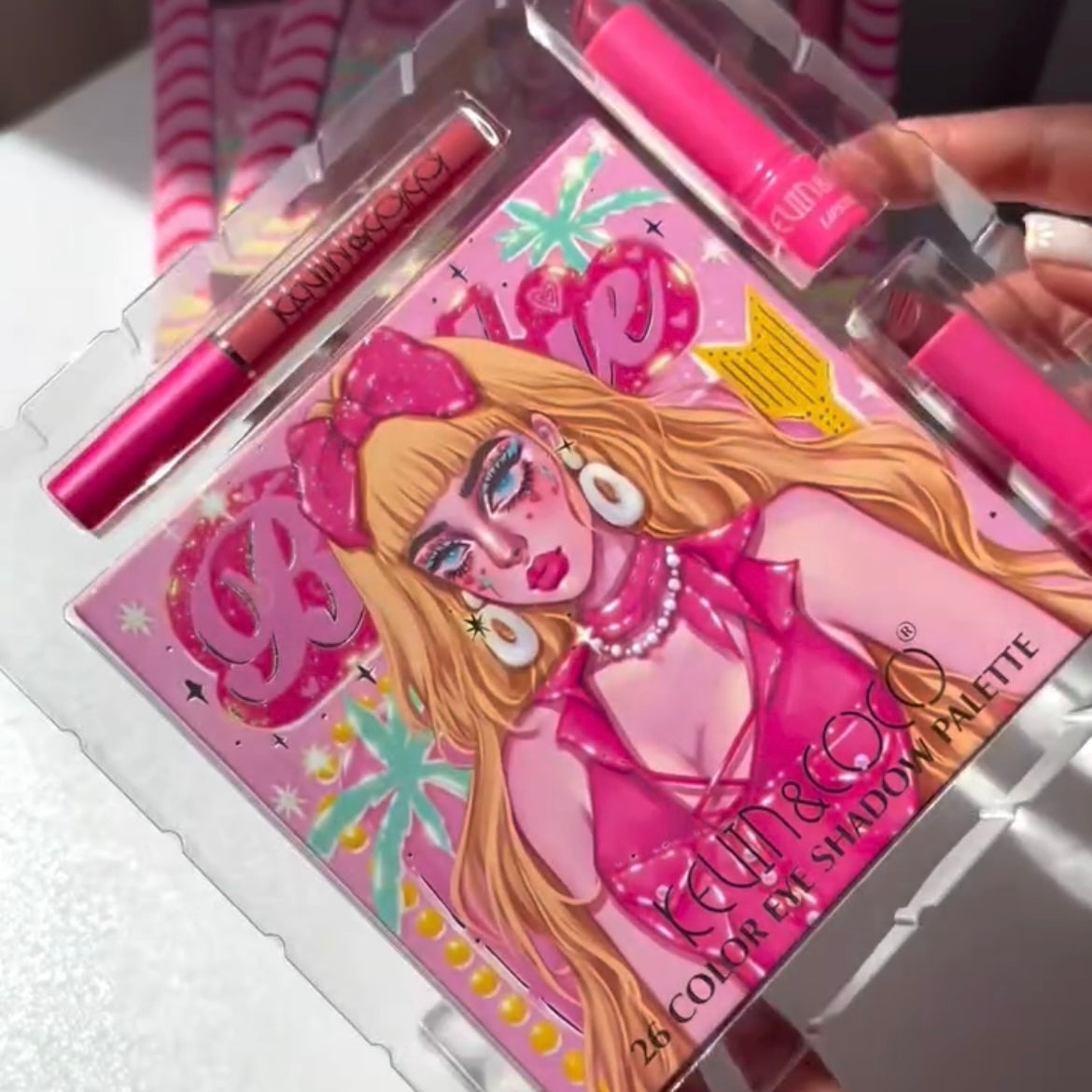 Kevin & Coco - 26 Color Barbie Matte & Shimmer Eyeshadow Palette with Lipstick & Gloss