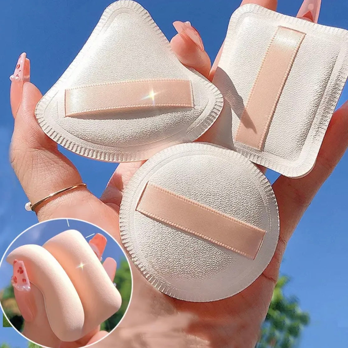 3pcs Finger Makeup Sponge Smooth Powder Cosmetic Puff