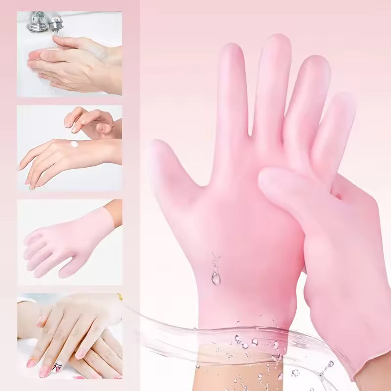 Silicone Moisturizing Exfoliating Soft Hand Care Gloves Set of 2