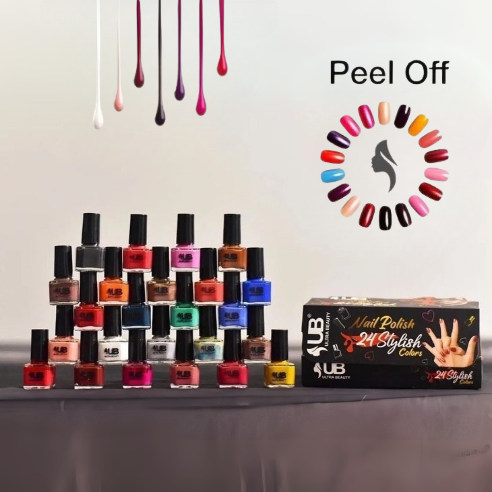 Peel Off Multi Color Nail Polish Set of 24