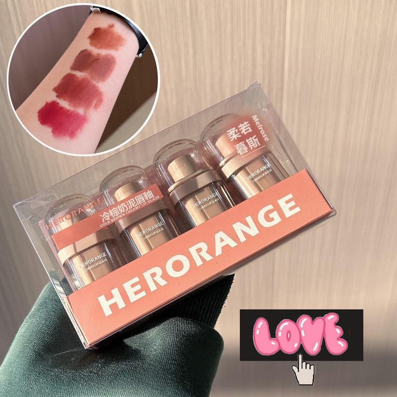 HERORANGE - Cold Brown Milk Mud Lip Gloss Set of 4
