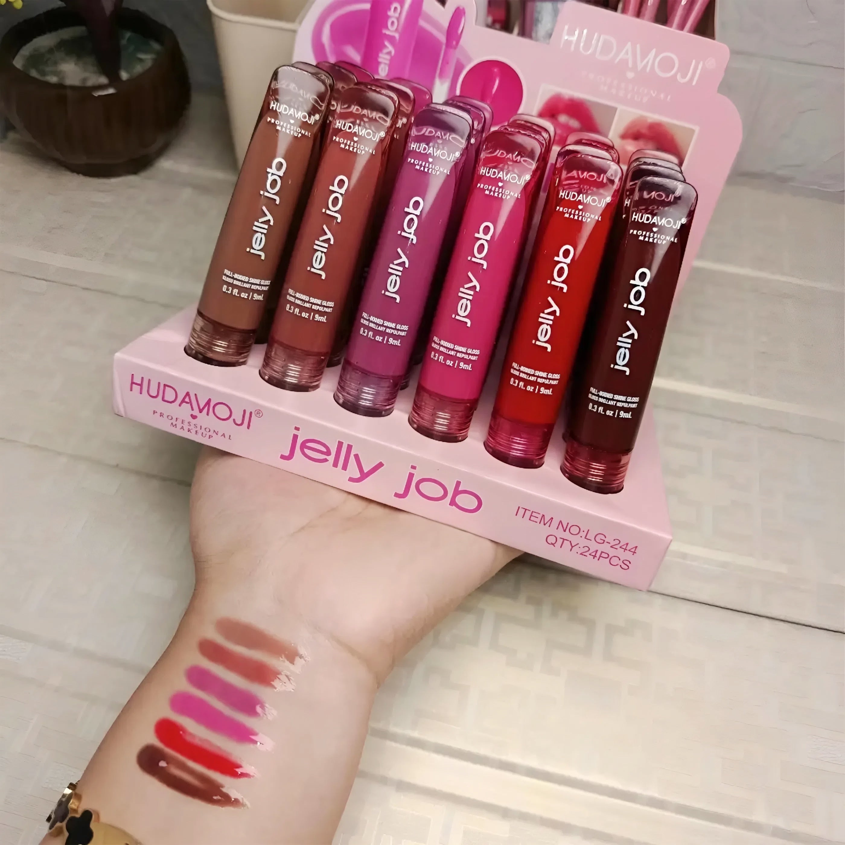 6pcs Jelly Job Full Booed Shine Glass Brilliant Volume Lipgloss