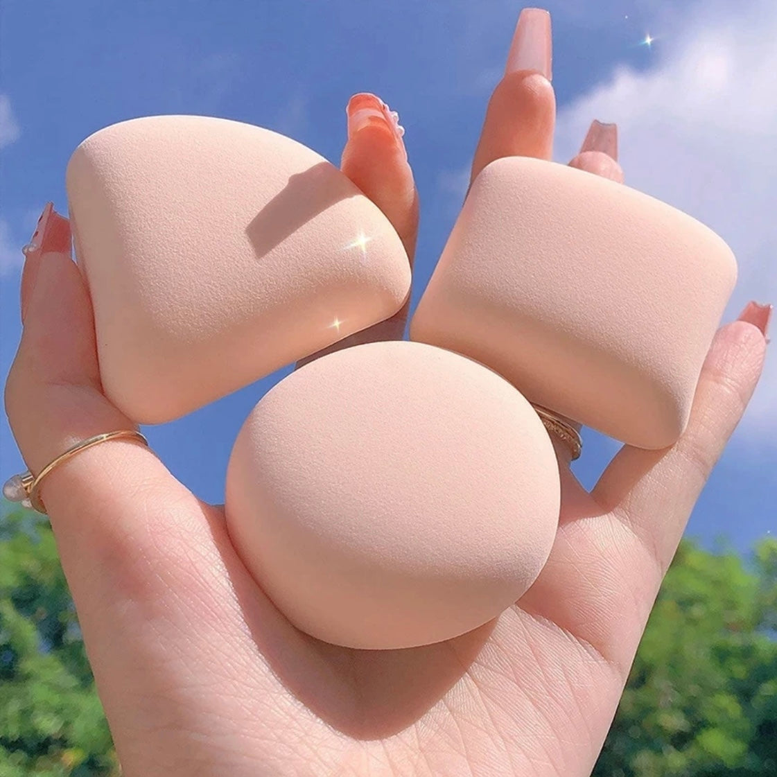 3pcs Finger Makeup Sponge Smooth Powder Cosmetic Puff