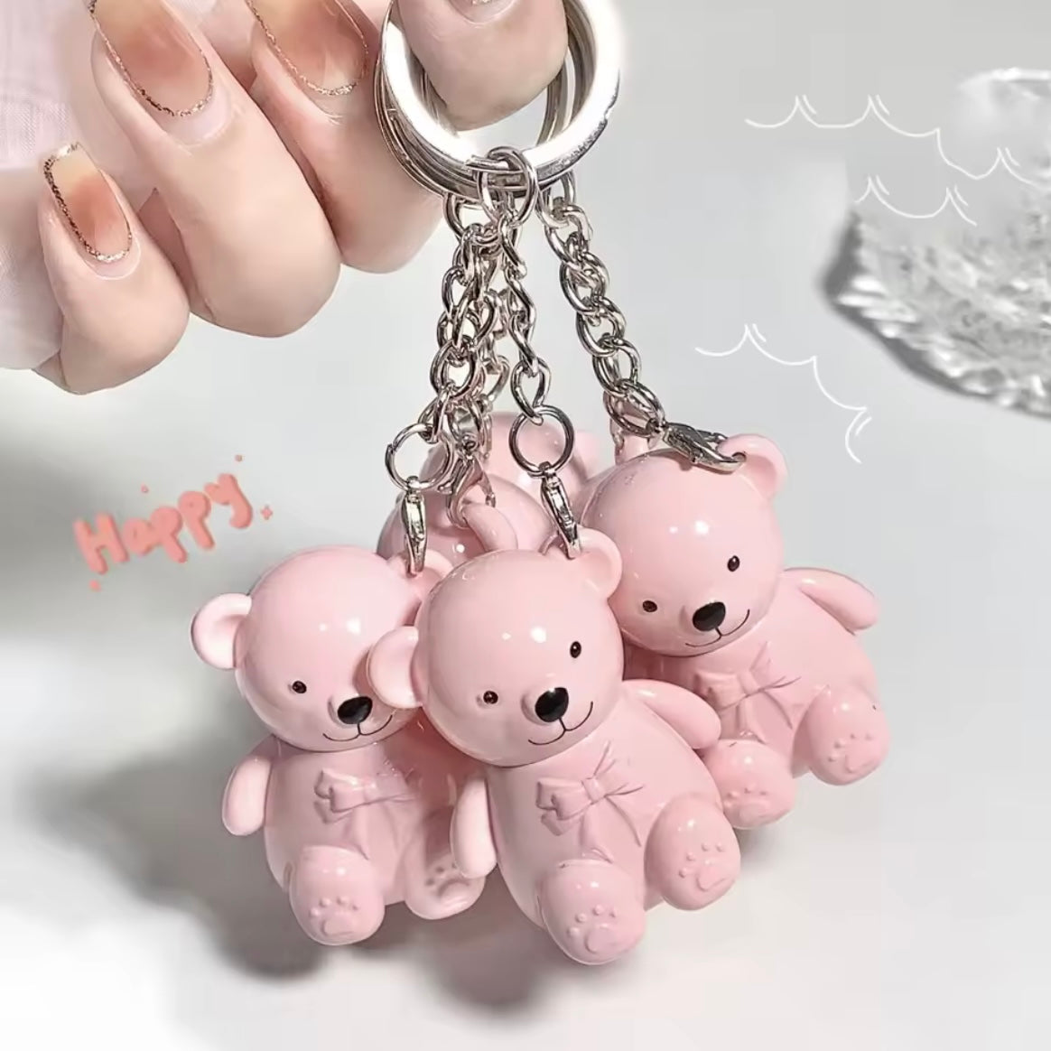 Mocallure - White Bear Keychain Shiny Lip Gloss Set of 6