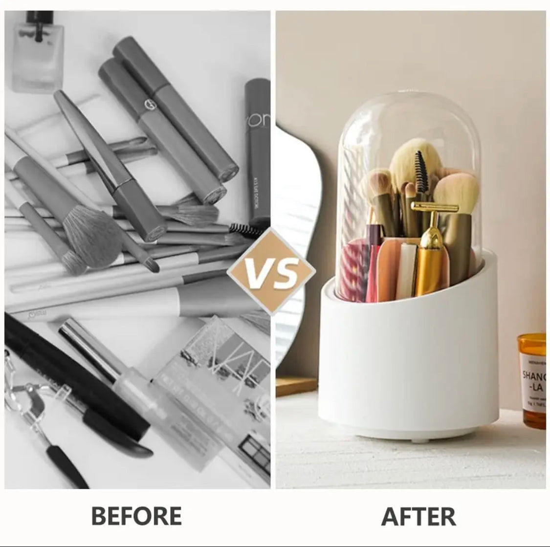 360 Rotating Makeup Brush Organizer