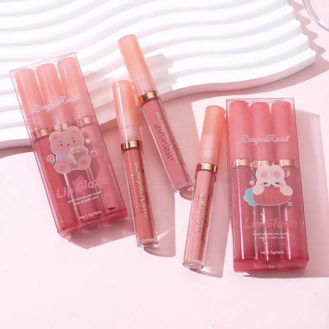 Dragon Ranee - Cartoon Mirror Lip Gloss Set of 3
