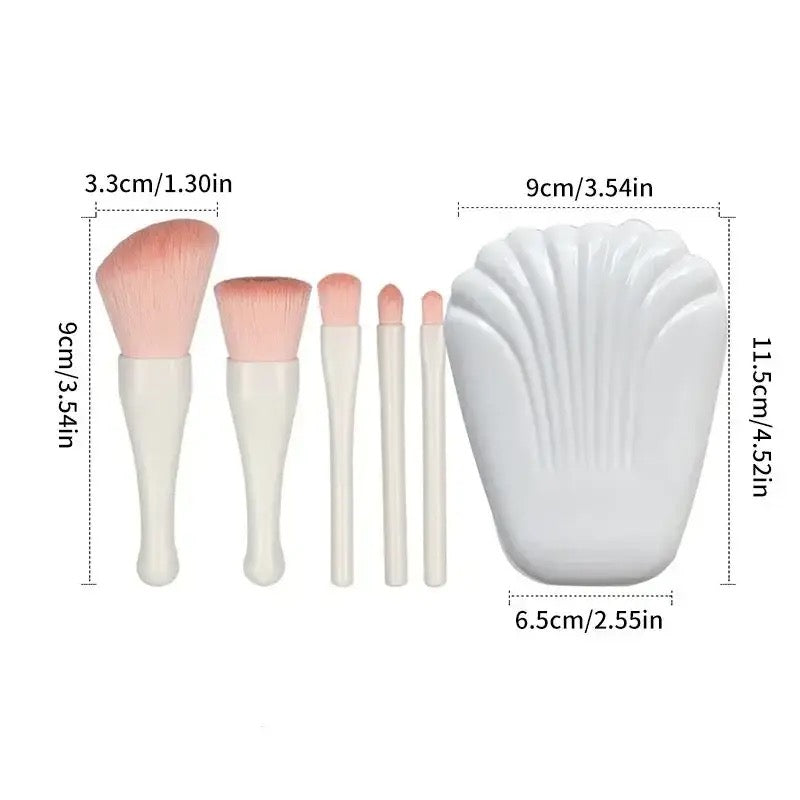 Sea Shell Makeup Brush with Mirror Set of 5