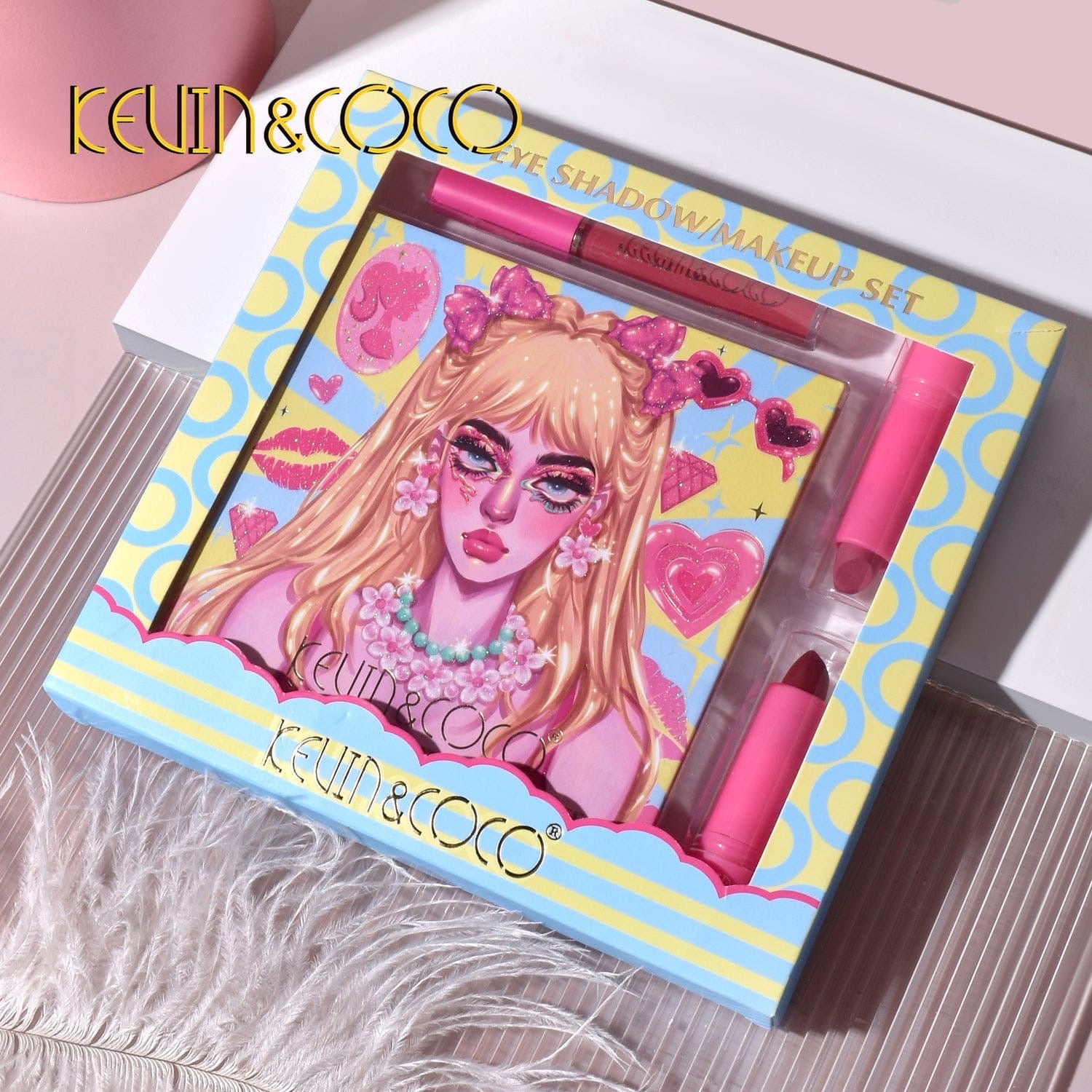 Kevin & Coco - 26 Color Barbie Matte & Shimmer Eyeshadow Palette with Lipstick & Gloss