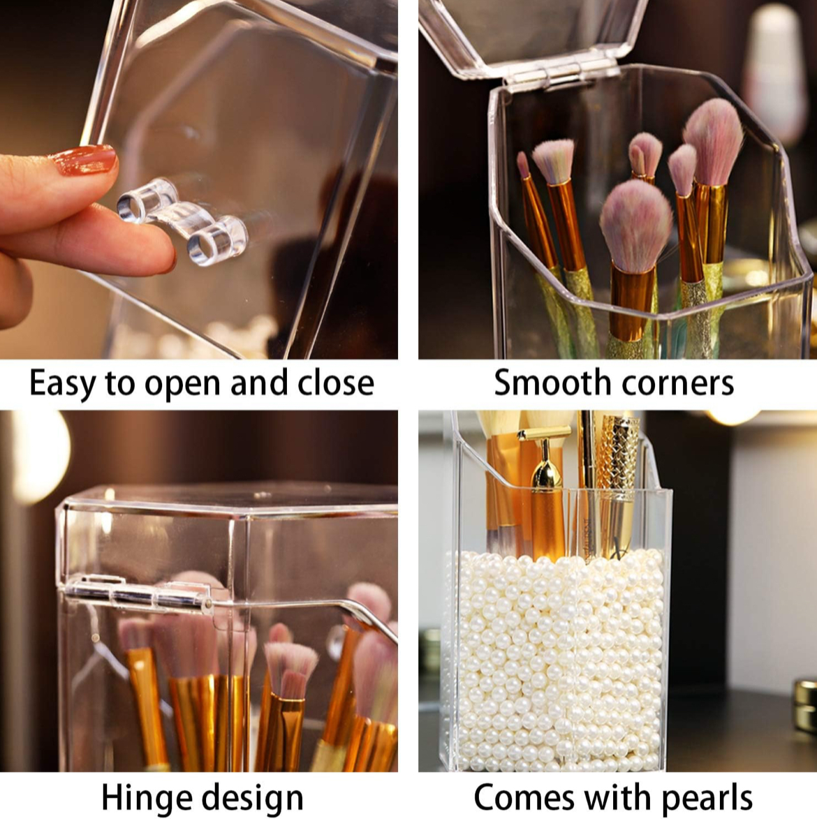 Acrylic Flip Dust-proof Transparent Brush Organizer