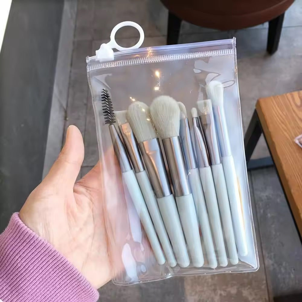 Kawaii Mini Travel Unicorn Makeup Brush Set of 8