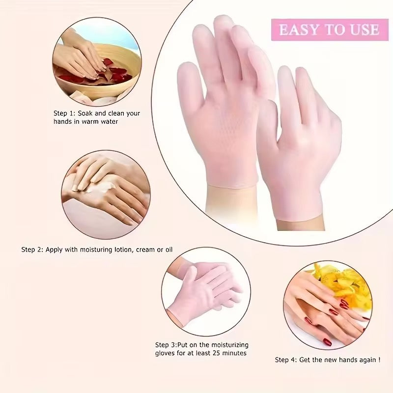 Silicone Moisturizing Exfoliating Soft Hand Care Gloves Set of 2