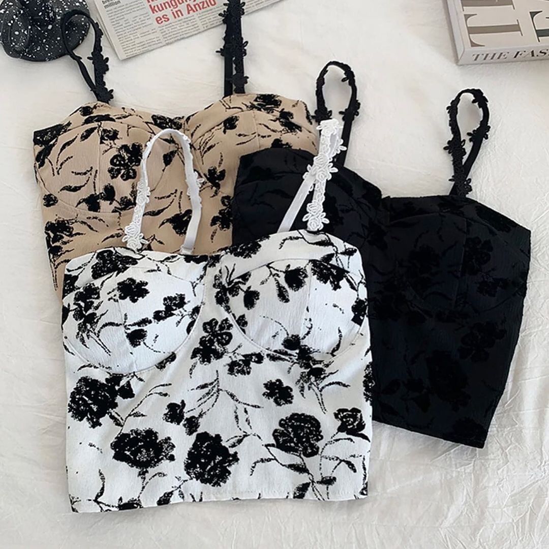 Sexy Floral Padded Crop Top