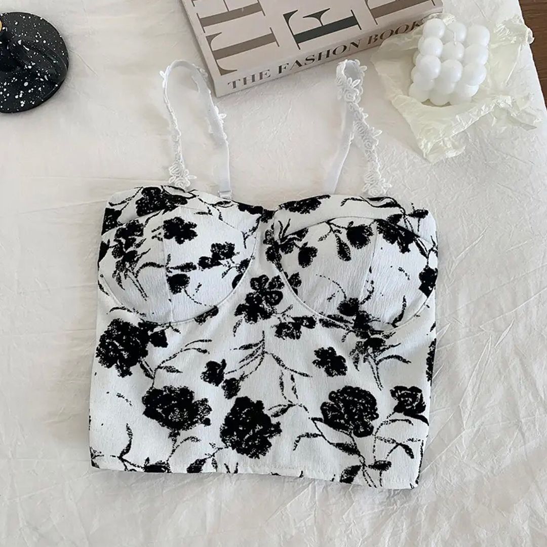 Sexy Floral Padded Crop Top