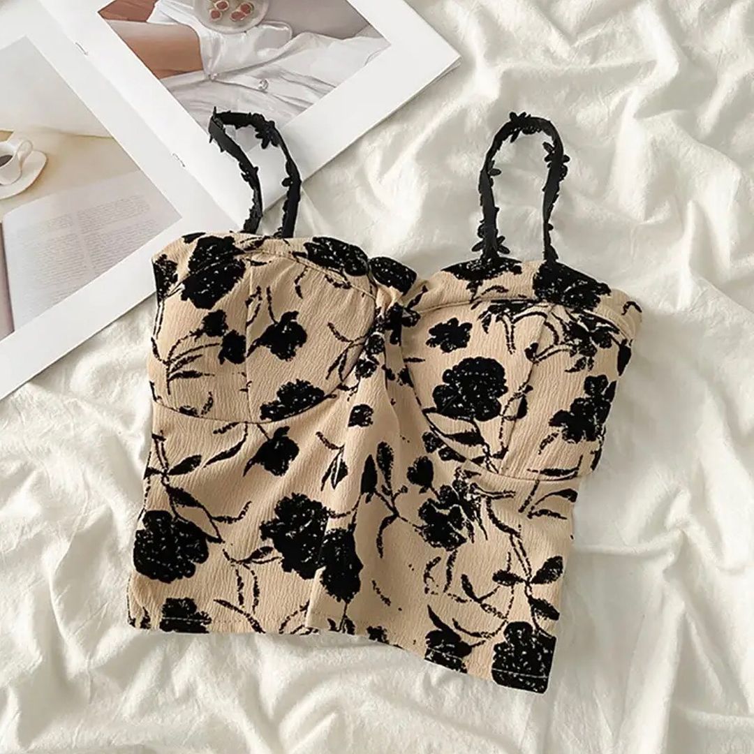 Sexy Floral Padded Crop Top