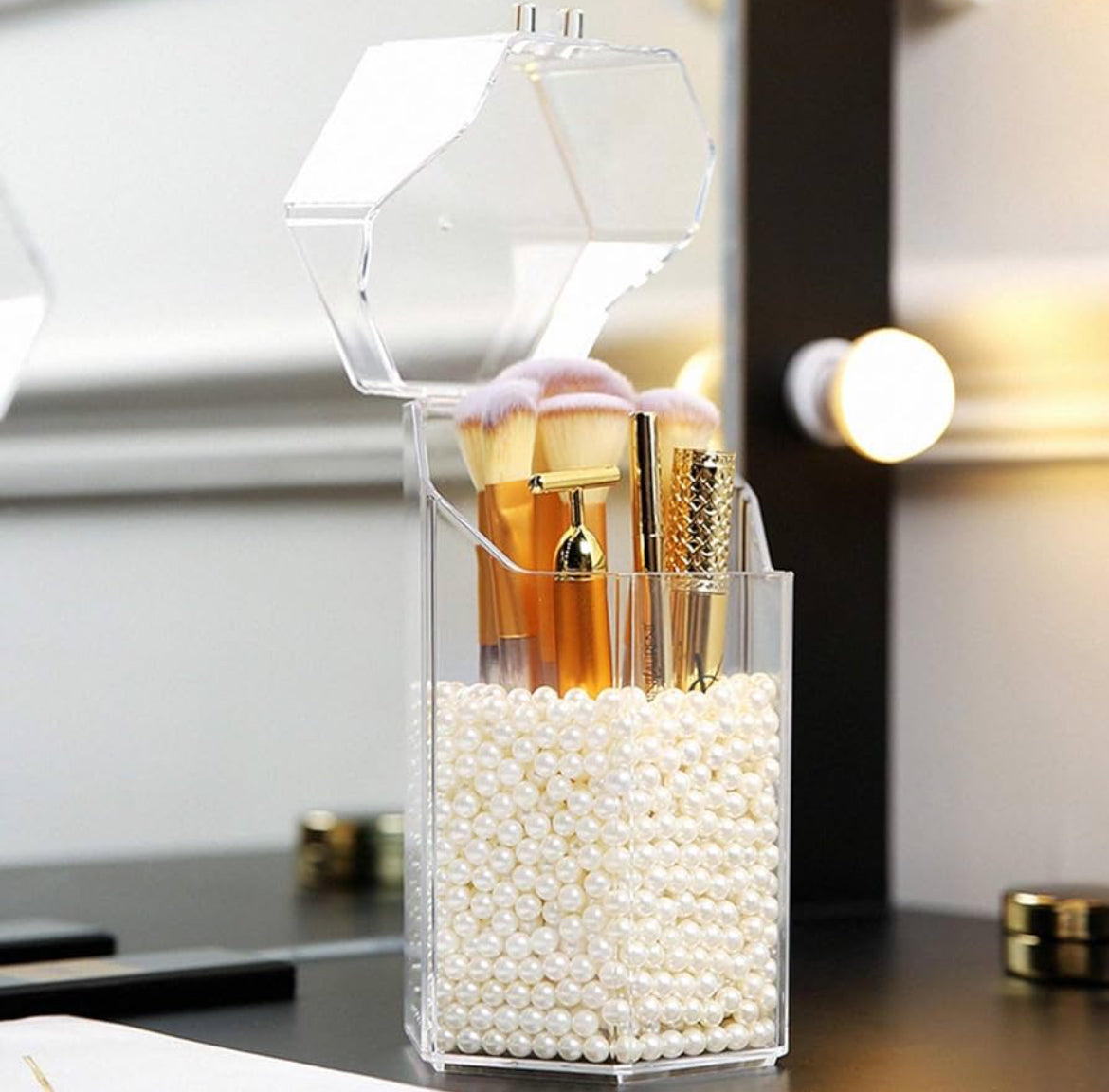 Acrylic Flip Dust-proof Transparent Brush Organizer