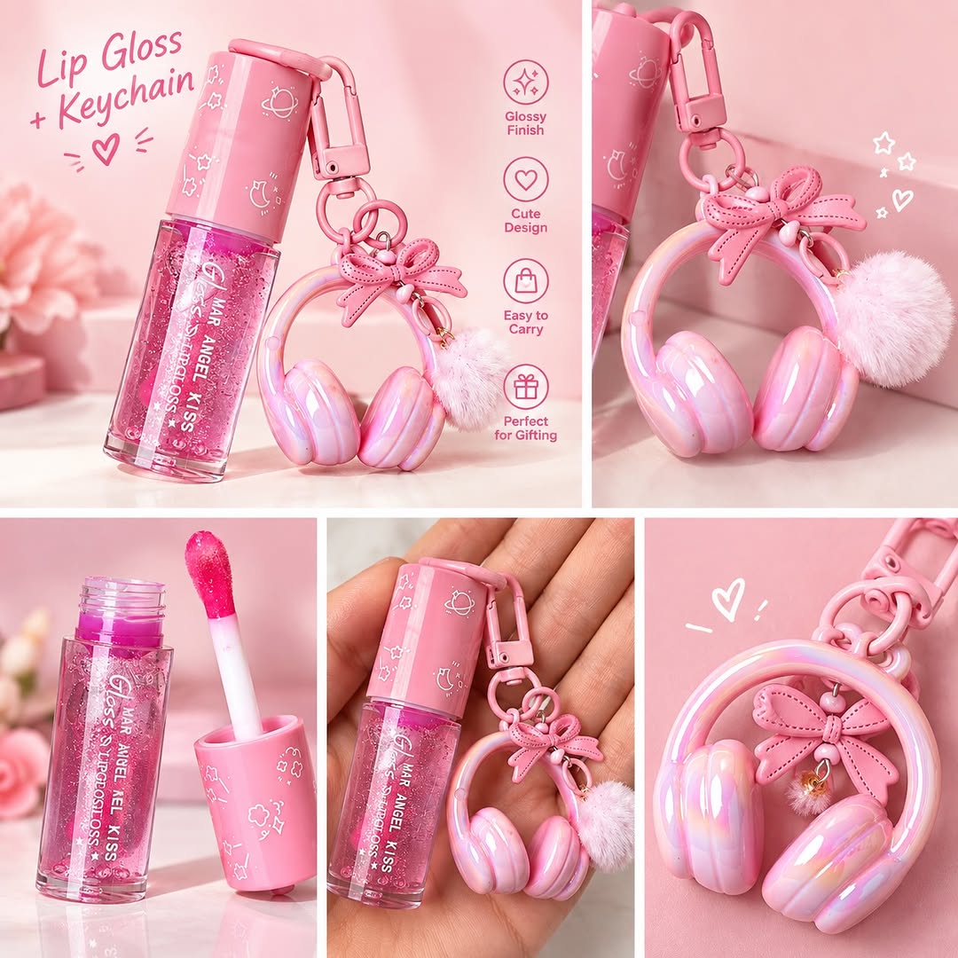 Mar Angel Kiss - Cute Headphone Keychain Lip Gloss