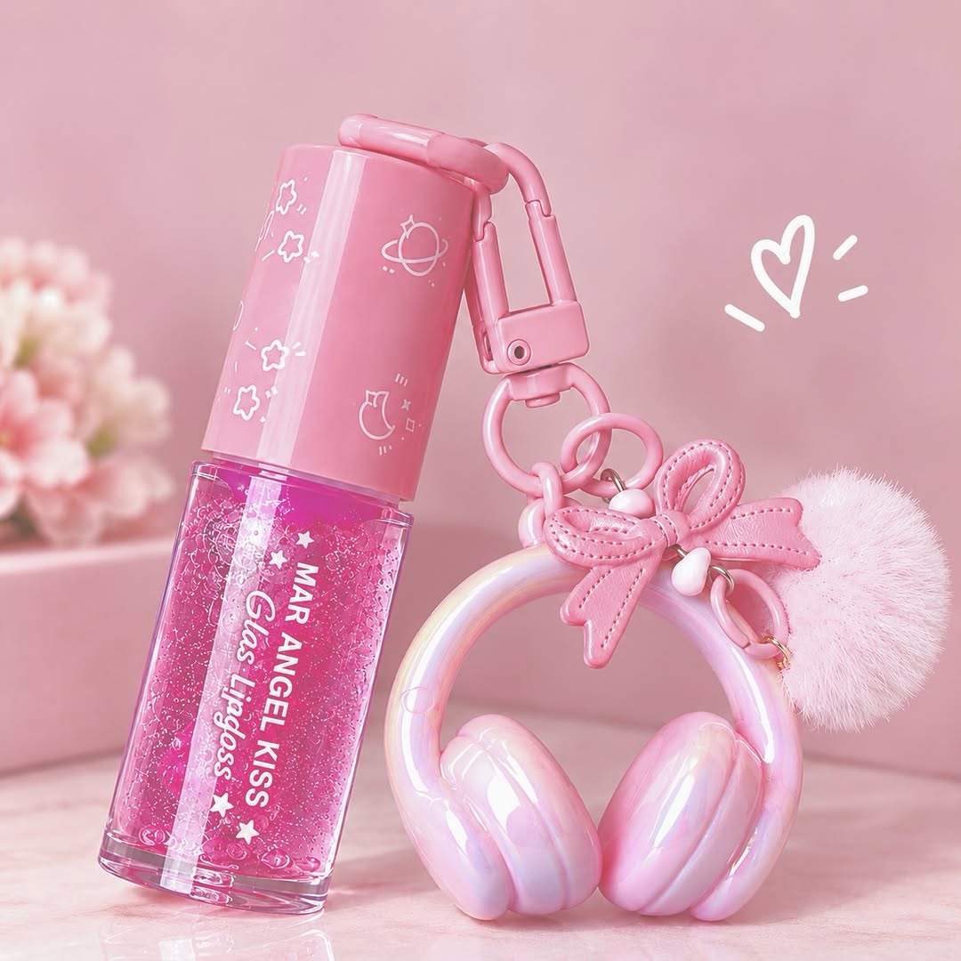 Mar Angel Kiss - Cute Headphone Keychain Lip Gloss