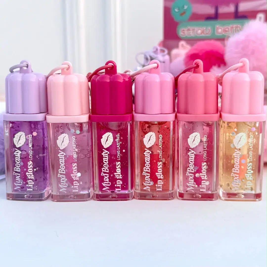 Muxi Beauty - Cutest Pink Glitter Lip Gloss Keychain!
