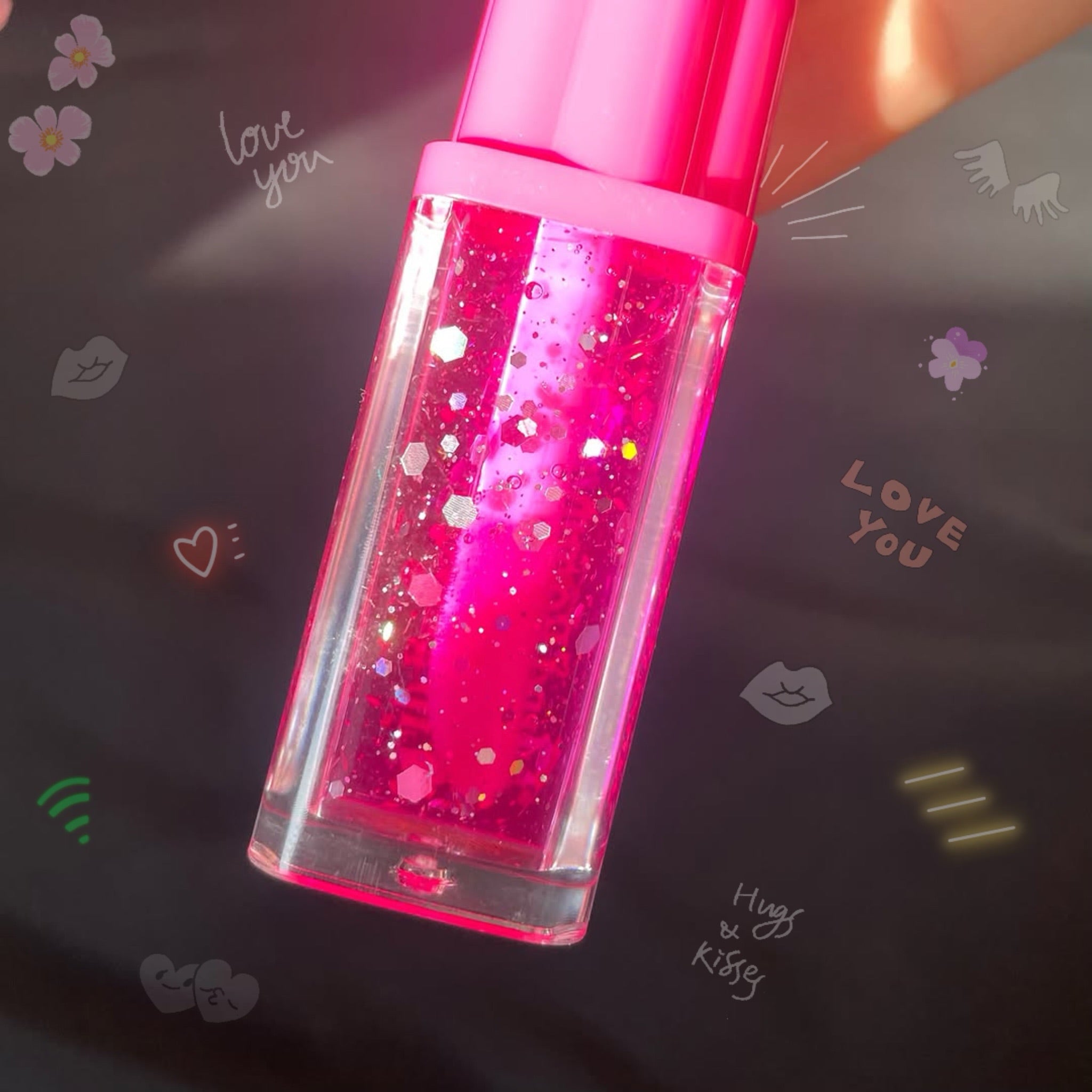 Muxi Beauty - Cutest Pink Glitter Lip Gloss Keychain!