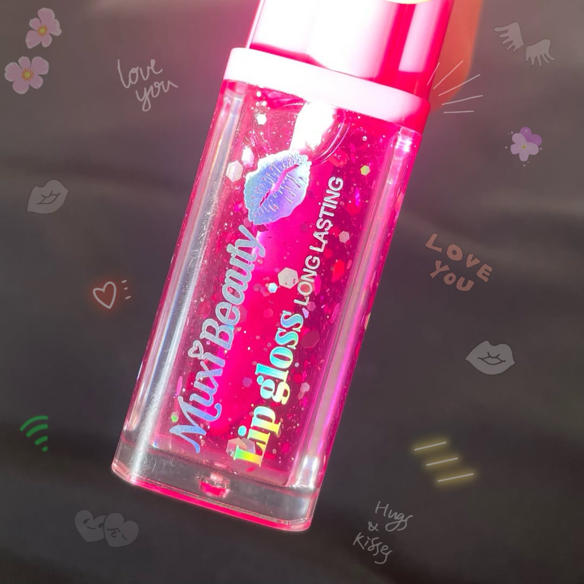 Muxi Beauty - Cutest Pink Glitter Lip Gloss Keychain!