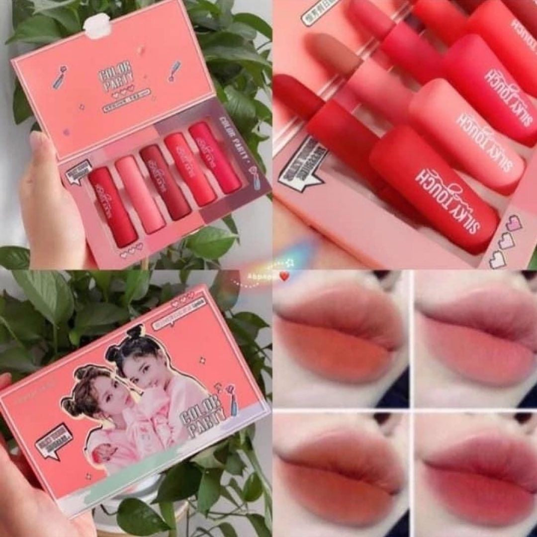 5pcs Pink Party Lipstick Matte Nude Pink Set Waterproof & Long-lasting Lipsticks Set