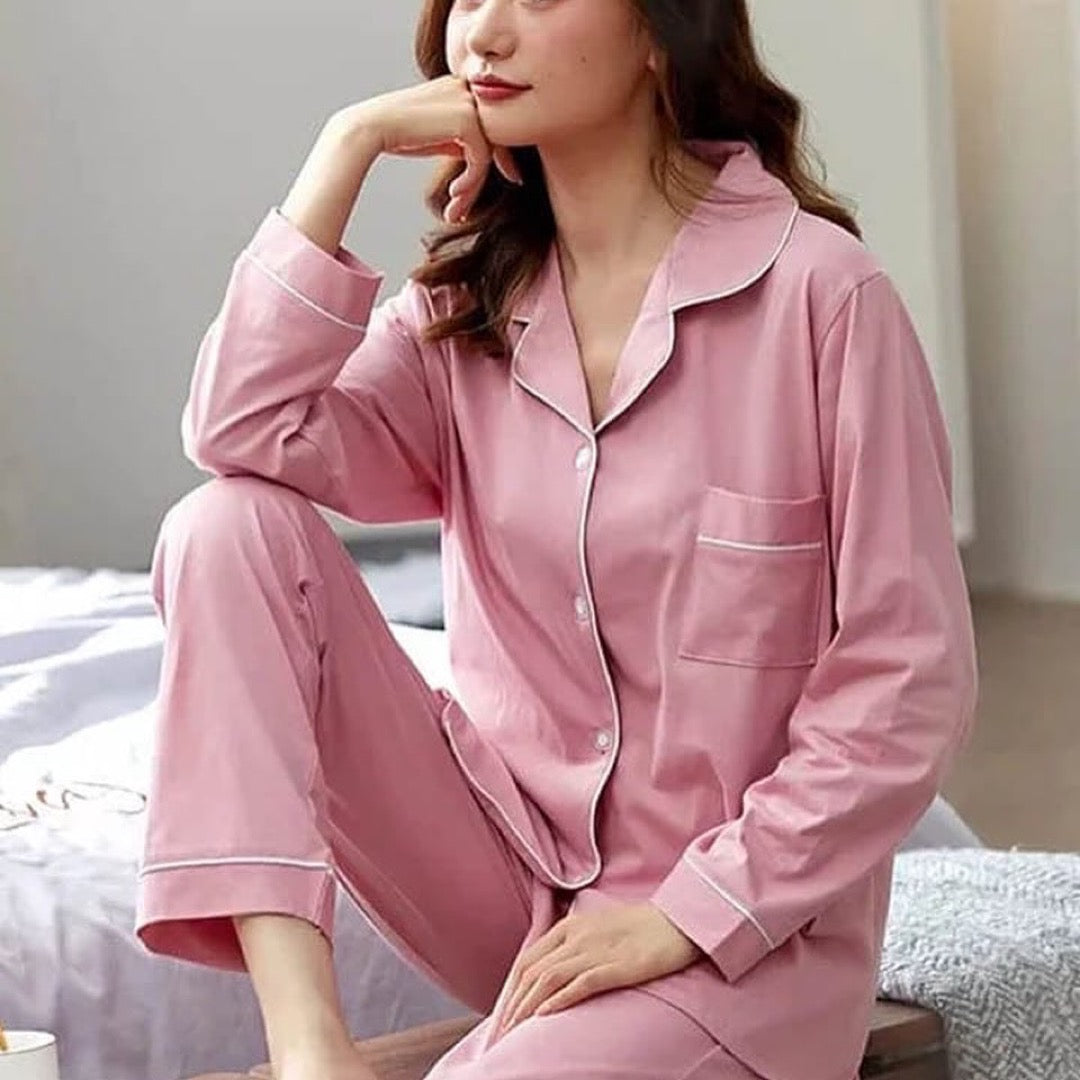 Silk Pijama Sets Sleepwear Long-Sleeve Ice Silk Night Suit