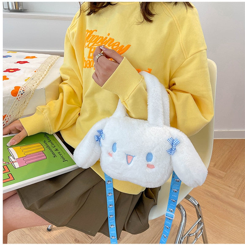 Kawaii Cinnamoroll Anime Cute Cartoon Plush Bag Soft Furr Shoulder Bag