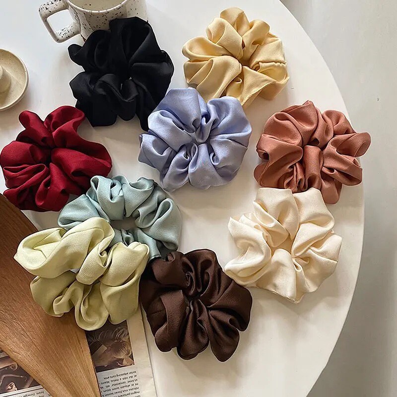 Satin Silk Elastic Rubber Band Ponytail Hair Scrunchies