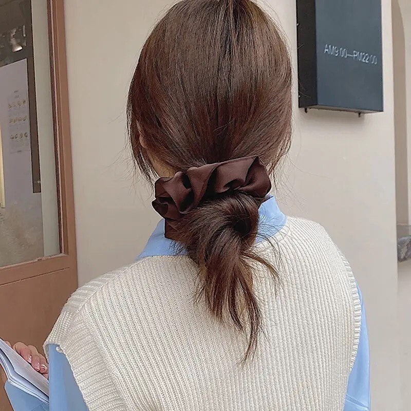 Satin Silk Elastic Rubber Band Ponytail Hair Scrunchies