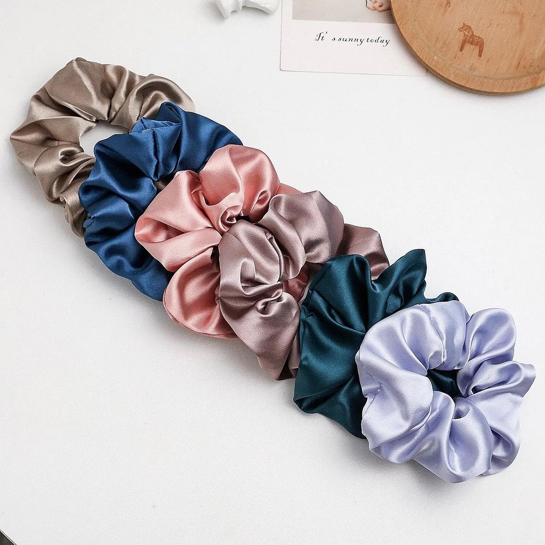 Satin Silk Elastic Rubber Band Ponytail Hair Scrunchies