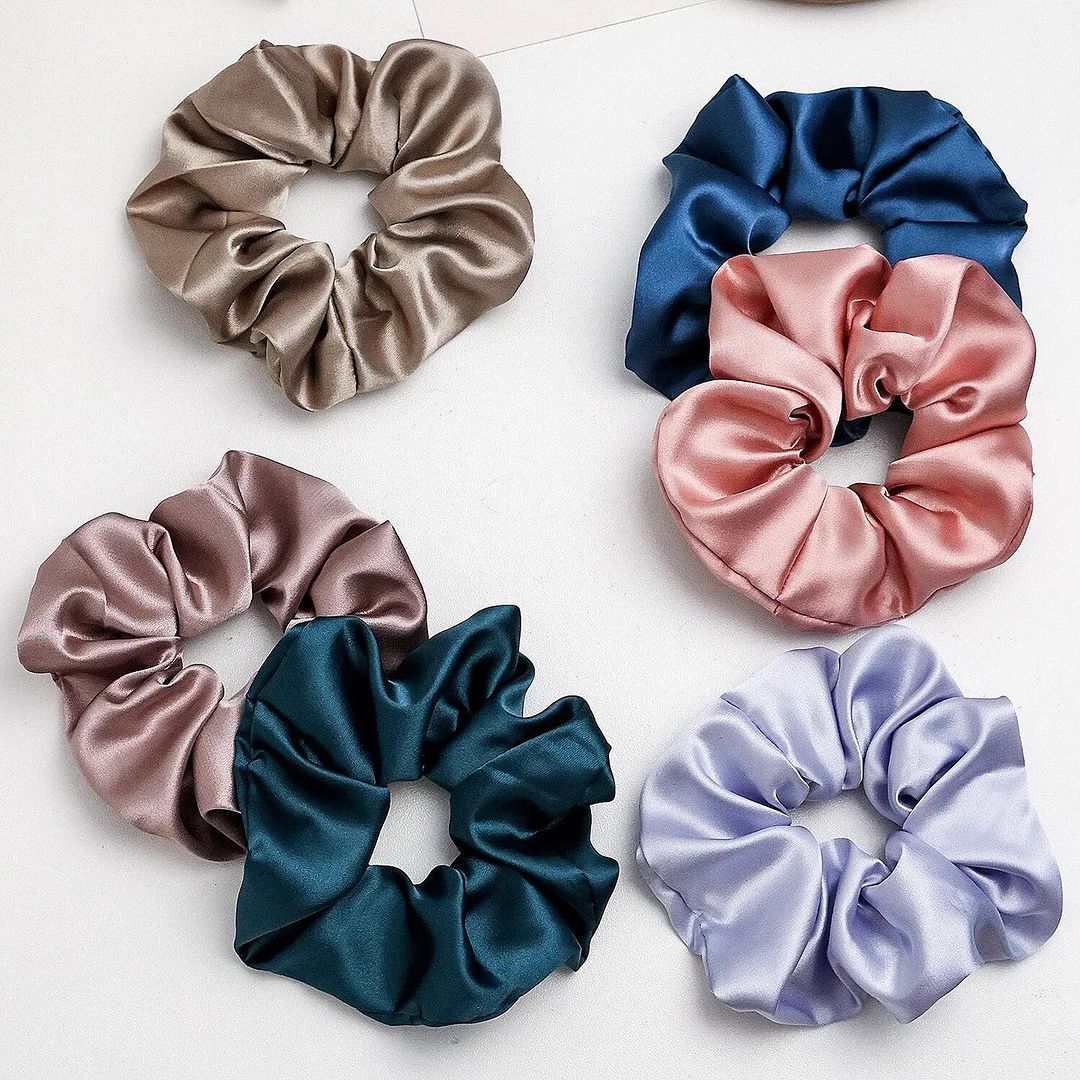 Satin Silk Elastic Rubber Band Ponytail Hair Scrunchies